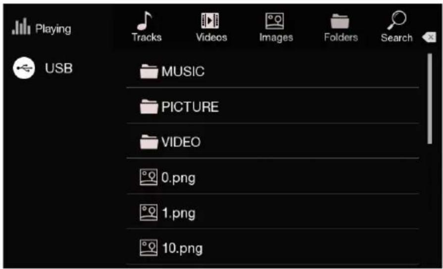 Playing USB Tracks Videos Images Folders Search MUSIC PICTURE VIDEO 0.png 1.png 10.png