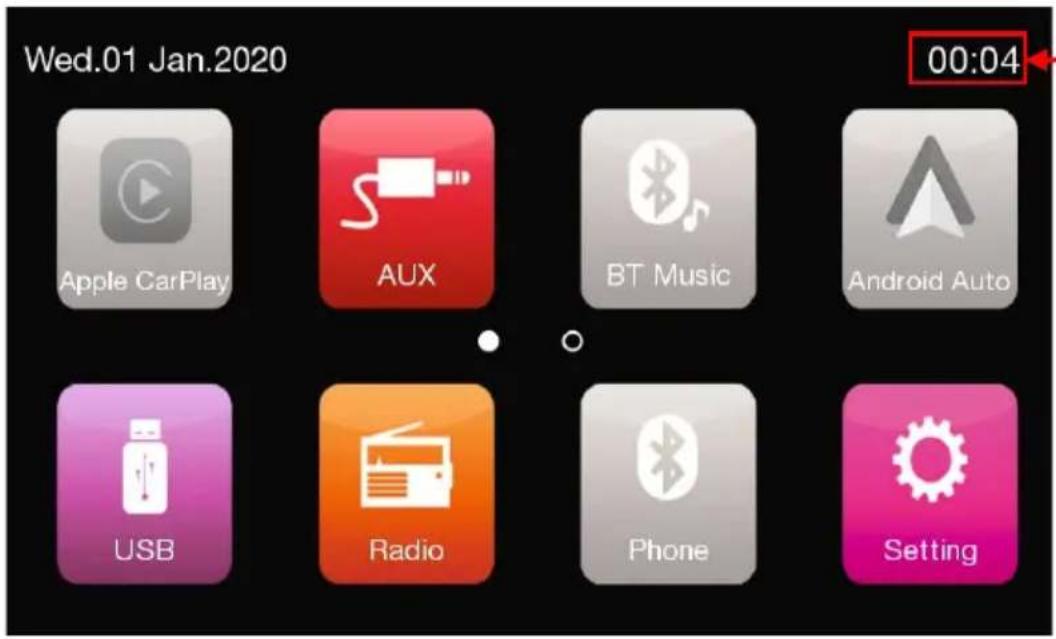 Wed.01 Jan.2020 00:04 Apple CarPlay AUX BT Music Android Auto USB Radio Phone Setting