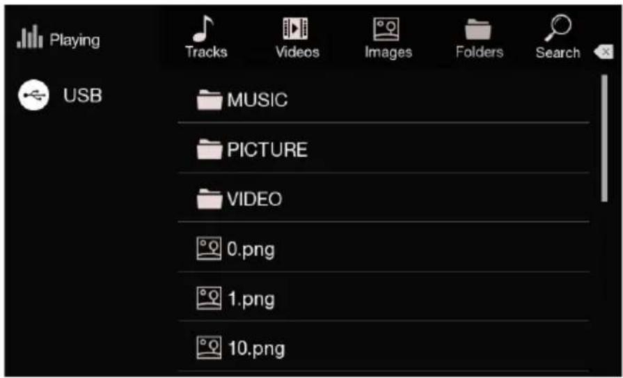 Playing USB Tracks Videos Images Folders Search MUSIC PICTURE VIDEO 0.png 1.png 10.png
