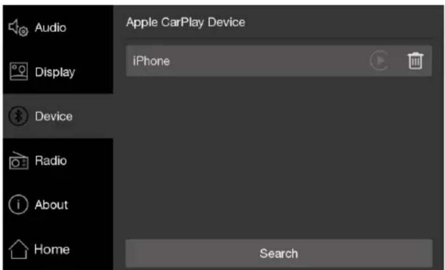 Audio Display Device Radio About Home Apple CarPlay Device iPhone Search