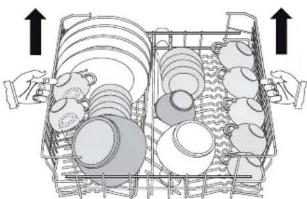 WESTINGHOUSE WDF902SA - Adjustment of the height of the upper basket - 1