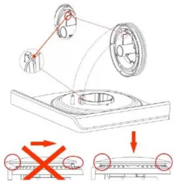 Technical diagram illustrating mechanical assembly with labeled components and red cross symbols indicating failure or rejection zones.