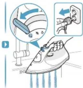 Illustration showing a hand ironing an airfoil with water droplets, accompanied by a magnified view of the tool being installed.
