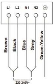 L1 L2 N1 N2 Brown Black Blue Grey Green-Yellow 220-240V~