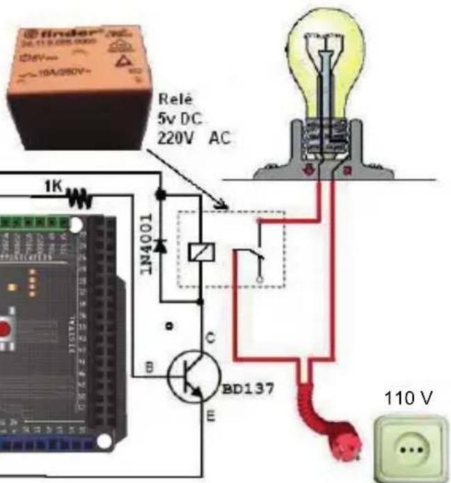 finder 34.11.8.026.000 16V -19A/280V- Relé 5v DC 220V AC 1K IN4001 B C BD137 E 110 V