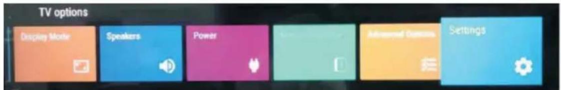 TV options Display Mode Speakers Power Advanced Controls Settings