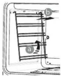 Diagram showing a ladder-like structure with labeled components 'a' and 'b', likely illustrating a physics or engineering concept.