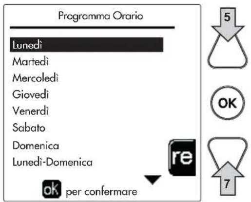 Programma Orario Lunedi Martedi Mercoledì Giovedì Venerdì Sabato Domenica Lunedi-Domenica ok per confermare re 5 OK 7