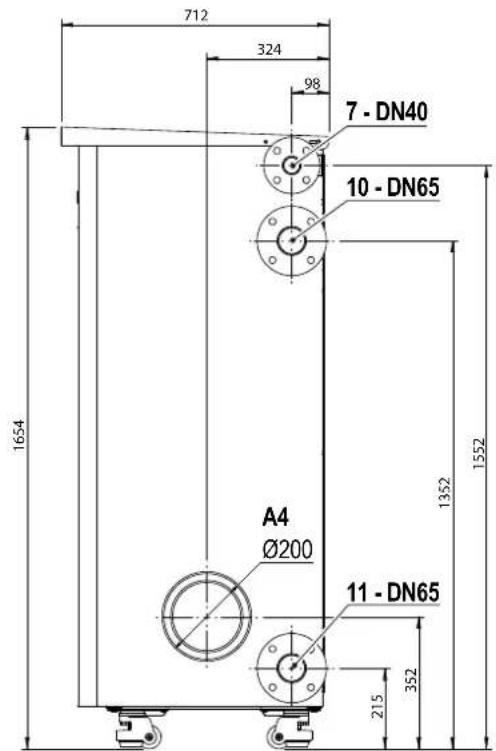 712 324 98 7 - DN40 10 - DN65 1654 A4 Ø200 11 - DN65 1352 1552 215 352