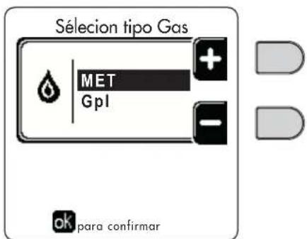 Sélection tipo Gas MET GpI + - para confirmar