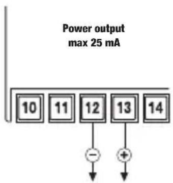 Power output max 25 mA 10 11 12 13 14 - +