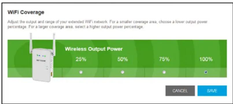 NETGEAR EX6100v2 - To adjust the WiFi coverage: - 1
