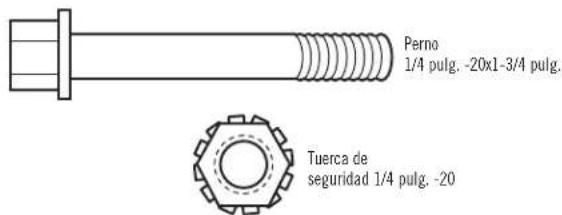 Perno 1/4 pulg. -20x1-3/4 pulg. Tuerca de seguridad 1/4 pulg. -20