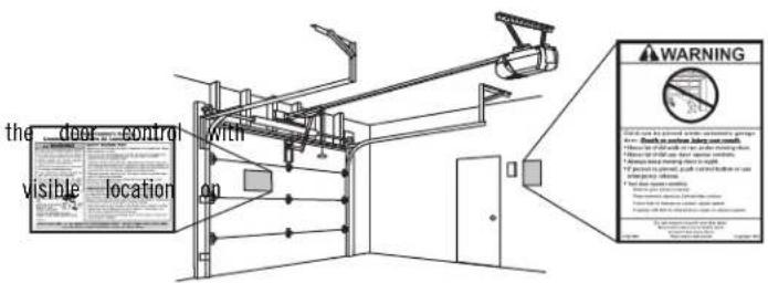 Diagram of a door control system with visible location and warning sign in Chinese