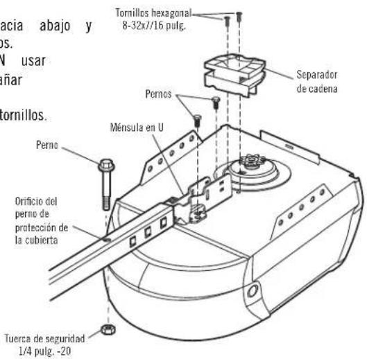 Tornillos hexagonal 8-32x//16 pulg. Separador de cadena Pernos Ménsula en U Perno Orificio del perno de protección de la cubierta Tuerca de seguridad 1/4 pulg. -20