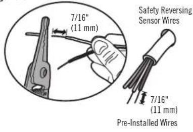 7/16" (11 mm) Safety Reversing Sensor Wires 7/16" (11 mm) Pre-Installed Wires