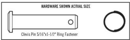 HARDWARE SHOWN ACTUAL SIZE Clevis Pin 5/16"x1-1/2" Ring Fastener