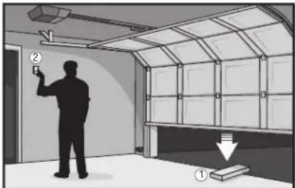 Diagram showing a person inside a room with labeled components and directional arrows, likely illustrating a safety or ventilation system.