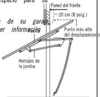 spuelo para su de su garaje. er información Pared del frente 20 cm (8 pulg.) Punto más alto del desplazamiento Herrajes de la jamba