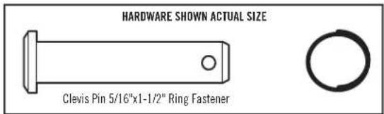 HARDWARE SHOWN ACTUAL SIZE Clevis Pin 5/16"x1-1/2" Ring Fastener