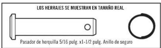 LOS HERRAJES SE MUESTRAN EN TAMAÑO REAL Pasador de horquilla 5/16 pulg. x1-1/2 pulg. Anillo de seguro