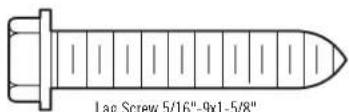Lag Screw 5/16"-9x1-5/8"