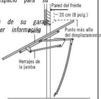 spuelo para su de su garaje. er información Pared del frente 20 cm (8 pulg.) Punto más alto del desplazamiento Herrajes de la jamba