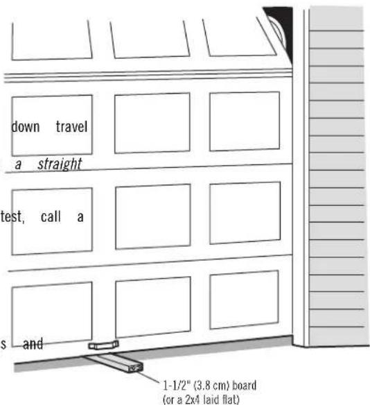 down travel a straight test, call a s and 1-1/2" (3.8 cm) board (or a 2x4 laid flat)