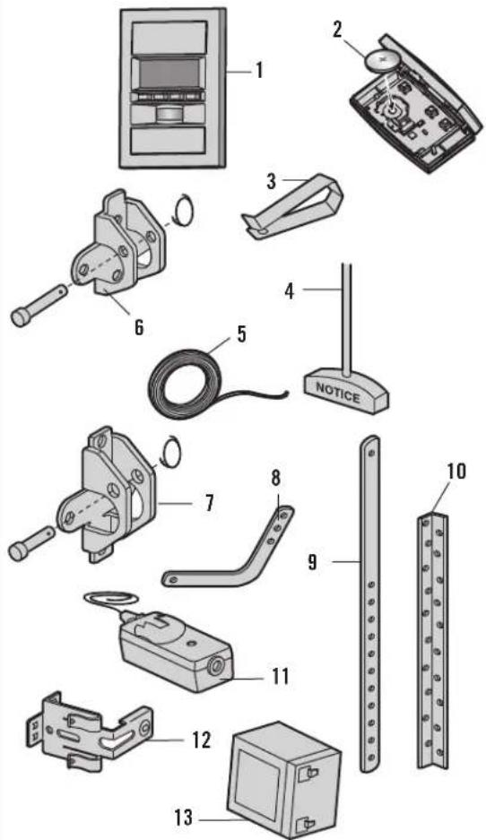 Exploded view diagram of a home electrical switch with numbered parts for identification