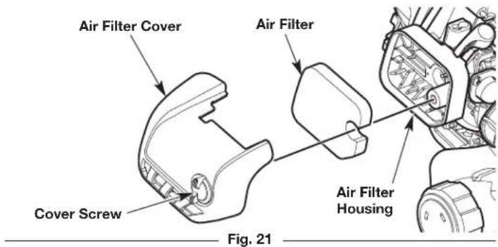 Air Filter Cover Air Filter Cover Screw Air Filter Housing Fig. 21