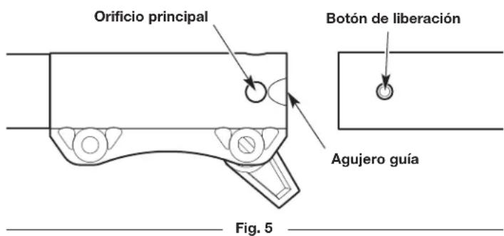 Orificio principal Botón de liberación Agujero guía Fig. 5