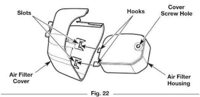 Slots Hooks Cover Screw Hole Air Filter Cover Air Filter Housing Fig. 22