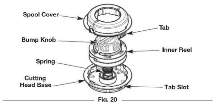 Spool Cover Bump Knob Spring Cutting Head Base Tab Inner Reel Tab Slot Fig. 20