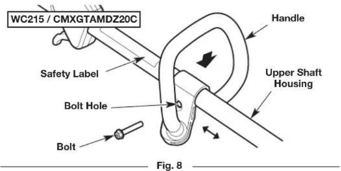 WC215 / CMXGTAMDZ20C Safety Label Bolt Hole Bolt Handle Upper Shaft Housing Fig. 8