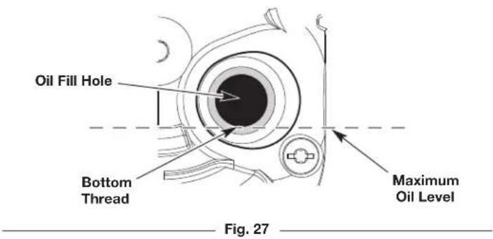 Oil Fill Hole Bottom Thread Maximum Oil Level Fig. 27