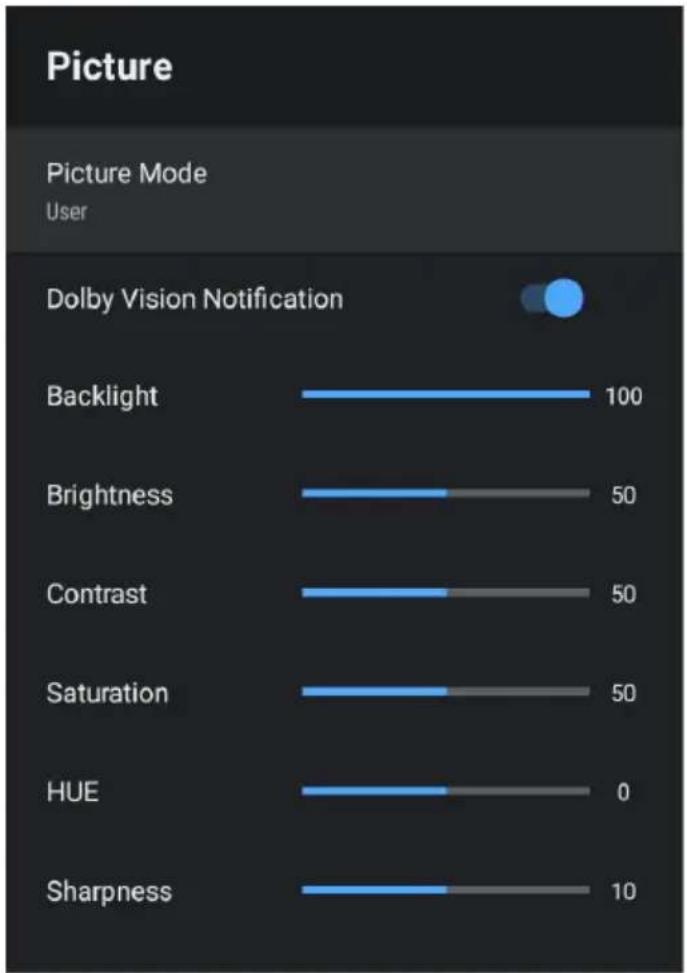 EKO K500USG - PICTURE SETTINGS MENU - 1