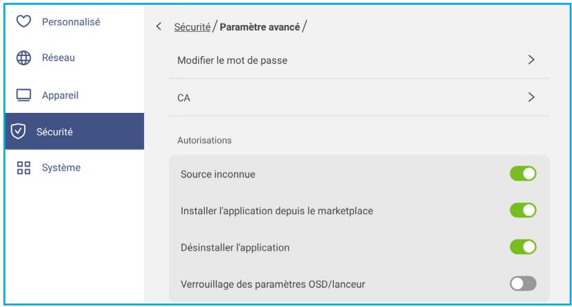 OPTOMA 3752RK - Configuration des paramètres de sécurité - 5