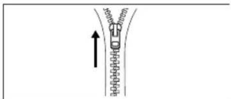 Diagram showing a mechanical or fluid system with labeled components and an upward arrow indicating direction.