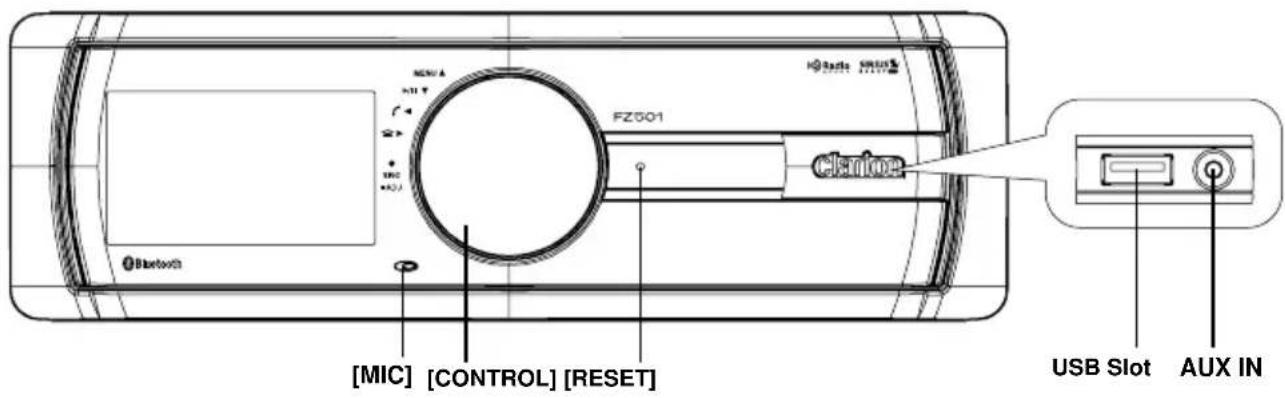 FZ501 Bluetooth [MIC] [CONTROL] [RESET] USB Slot AUX IN