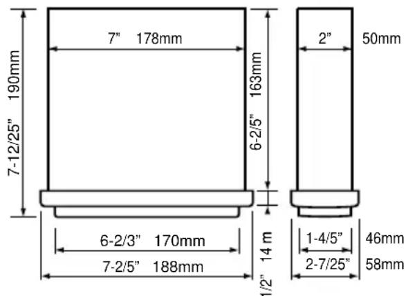 7-12/25" 190mm 7" 178mm 6-2/5" 163mm 2" 50mm 6-2/3" 170mm 7-2/5" 188mm 1/2" 14 m 1-4/5" 46mm 2-7/25" 58mm