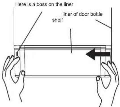 Here is a boss on the liner liner of door bottle shelf