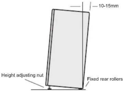 10-15mm Height adjusting nut Fixed rear rollers