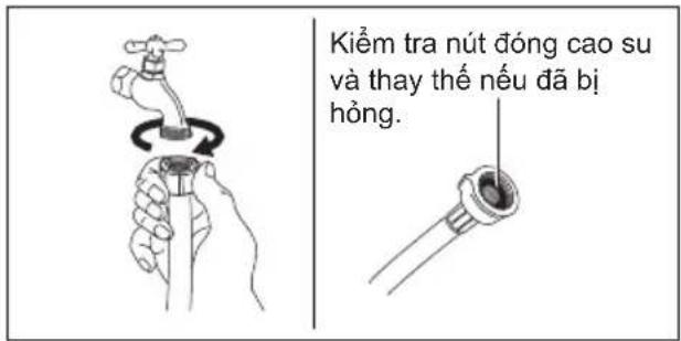 Kiểm tra nút đóng cao su và thay thế nếu đã bị hồng.
