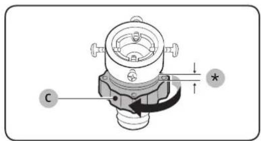 Technical diagram of a mechanical component with labeled parts and directional arrows