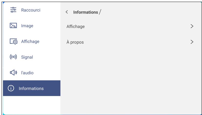 OPTOMA 5652RK+ - Visualisation des informations sur l'appareil - 1