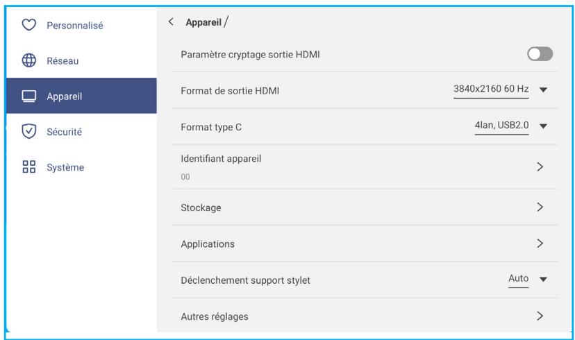 OPTOMA 5652RK+ - Configuration des paramètres de l'appareil - 1