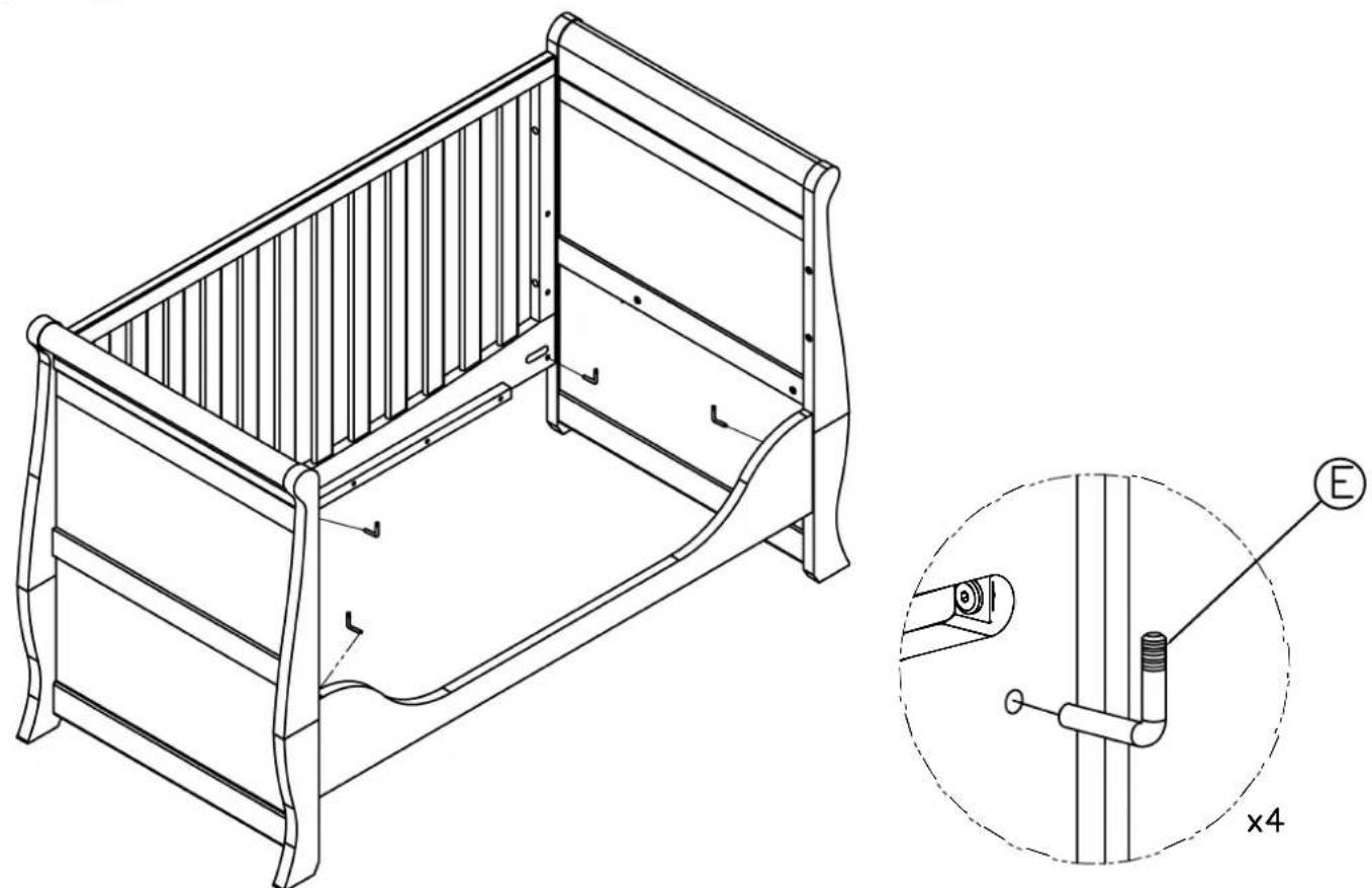 Silver Cross Nostalgia Sleigh Cot Bed - Fittings List : - 14