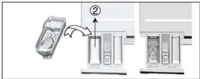 Diagram showing a mobile phone device interacting with a battery pack, labeled with step ② indicating the process.