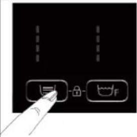 Diagram showing a finger pointing to a control panel with icons for food, lock, and food bag.