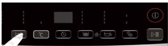 Control panel interface with navigation buttons and a highlighted button labeled '①'